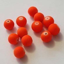 Perle Ronde effet gomme uni 10 mm Orange 02