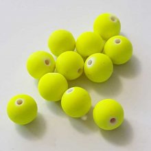 Perle Ronde effet gomme uni 12 mm Jaune 01