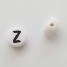 Perle Ronde Lettre Z Blanc Noir 7mm