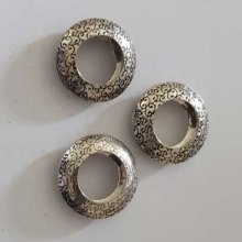 Perle rondelle plate anneau intercalaire en métal argenté 015 Argent
