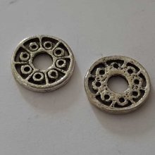 Perle rondelle plate anneau intercalaire en métal argenté 024 Argent
