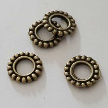 Perle rondelle plate anneau intercalaire en métal argenté 025 Bronze