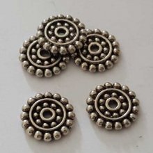 Perle rondelle plate anneau intercalaire en métal argenté 026 Argent