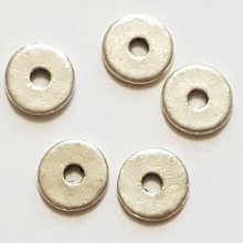 Perle rondelle plate anneau intercalaire en métal argenté 037 Argent