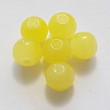 Perles Verres Rondes 08 mm Jaune 01 x 5 Pièces