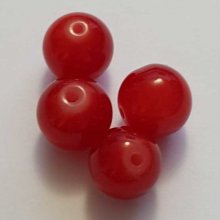 Perle Verre Ronde 14 mm Rouge 01 x 1 Pièce