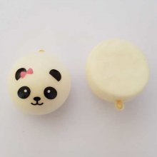 Tête De Panda Fille N°01 Nœud Rose Style Mousse