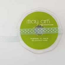 Ruban a pois bleu et blanc de 12 mm au mètre