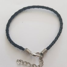 Bracelet Tressé Effet Cuir Noir 20 cm