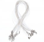 Collier ruban organza N°01 et cordon enduit ciré blanc