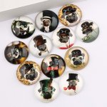 Lot 20 cabochons rond en verre 25 mm Chien Steampunk