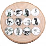 Lot 20 cabochons rond en verre 25 mm Crane Halloween