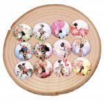 Lot 20 cabochons rond en verre 25mm Fleur Fille Papillon mixte Glass cabochon