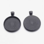 2 supports cabochons de 25mm noir, pendentifs cabochons 16NR