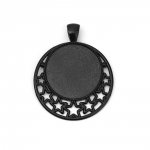 2 supports cabochons de 25mm Noir, pendentifs cabochons 8501