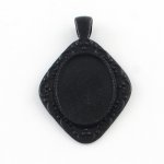 2 supports cabochons de 25 X 18 mm Noir, pendentifs cabochons 304-20