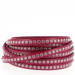 Cuir Fuchsia de 06 mm Strass Swarovski par 20 cm