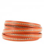 Cuir Orange de 10 mm Strass Swarovski par 20 cm