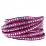 Cuir Lilas de 06 mm Strass Swarovski par 20 cm