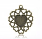 1 support cabochon Coeur N°01 Bronze