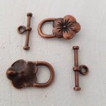 5 Fermoirs Toggle Motif Fleur Bronze N°17