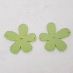 Fleur Bois pendentif ou connecteur 57 mm Vert