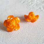 Boutons fantaisie, enfants, bébés Motif Fleur N°03-05 Orange