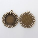 5 supports cabochons de 25 mm bronze, pendentifs cabochons 118AB 