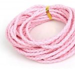 5 mètres Cordon rond simili cuir tressé Rose 3 mm