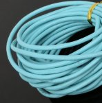 1 mètre Cordon rond cuir lisse Turquoise 3 mm