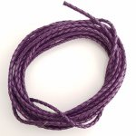 1 mètre Cordon rond simili cuir tressé Violet 3 mm