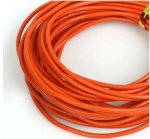 1 mètre Cordon rond cuir lisse Orange 2 mm