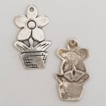 Breloque Fleur Métal N°056 Argent