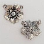 Breloque Fleur Métal N°061 Argent