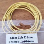 1 mètre Cordon rond cuir lisse Crème 1 mm