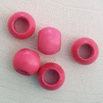 5 Perles Bois Ronde 14/11 mm Rose Vif