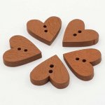 Bouton bois coeur marron N°01-02