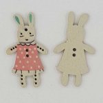 Bouton bois lapin rose N°01-04