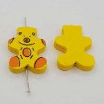 Perle bois forme ours jaune N°01-05.