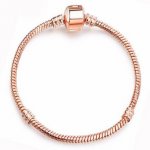 Bracelet Clip Européen 17cm fermoir Lisse Doré Rosé