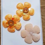 Lot 3 fleurs 5 pétales Tissus Orange