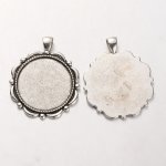 2 supports cabochons de 30mm argent, pendentifs cabochons 37AS