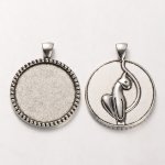 2 supports cabochons de 30mm argent, pendentifs cabochons 34AS