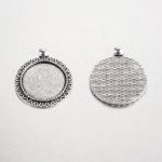 2 supports cabochons de 25mm argent, pendentifs cabochons 17AS