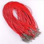 10 Colliers cordons simili cuir diamètre 1.5 mm 40 cm Z6-05-3 Rouge 