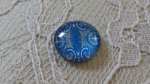 cabochon rond en verre 12mm fleur bleu 039 