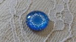 cabochon rond en verre 12mm fleur bleu 038 