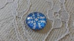 cabochon rond en verre 12mm fleur bleu 035 