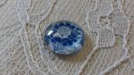 cabochon rond en verre 12mm fleur bleu 034 