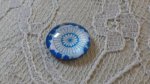 cabochon rond en verre 12mm fleur bleu 032 